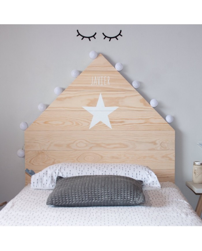 Cabecero casa estrella madera natural