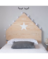 Cabecero casa estrella madera natural