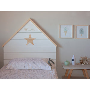 Cabecero casa estrella con tejado