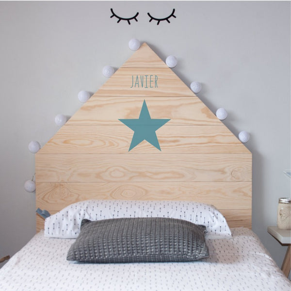 Cabecero casa estrella madera natural