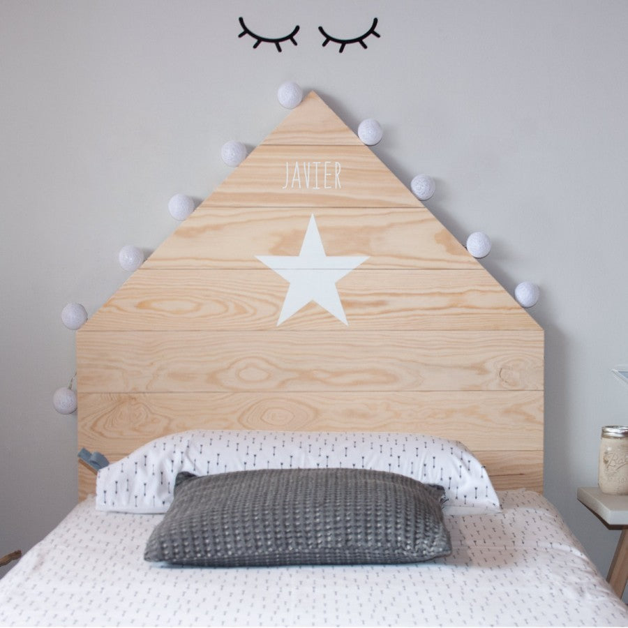 Cabecero casa estrella madera natural