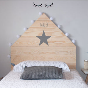 Cabecero casa estrella madera natural