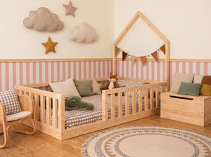 Cama casita frontal 4 barreras